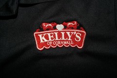 KELLY’S OF CORNWALL Mens Black t-shirt ICE CREAM Nestle Cadbury Awdis, Size M