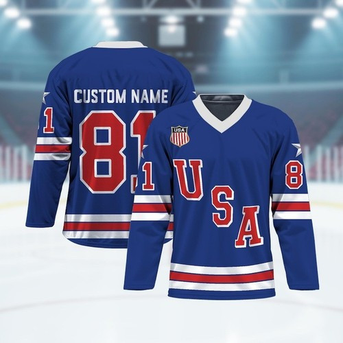 Hockey Jersey Blue Size S-5XL Gifl Fan Men 2 Side
