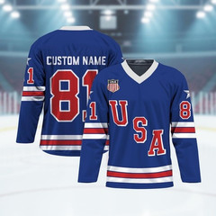 Hockey Jersey Blue Size S-5XL Gifl Fan Men 2 Side