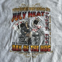 Vintage Gildan Y2K MDA Men’s XL Gray Harley Davidson July Heat Poker Run Shirt