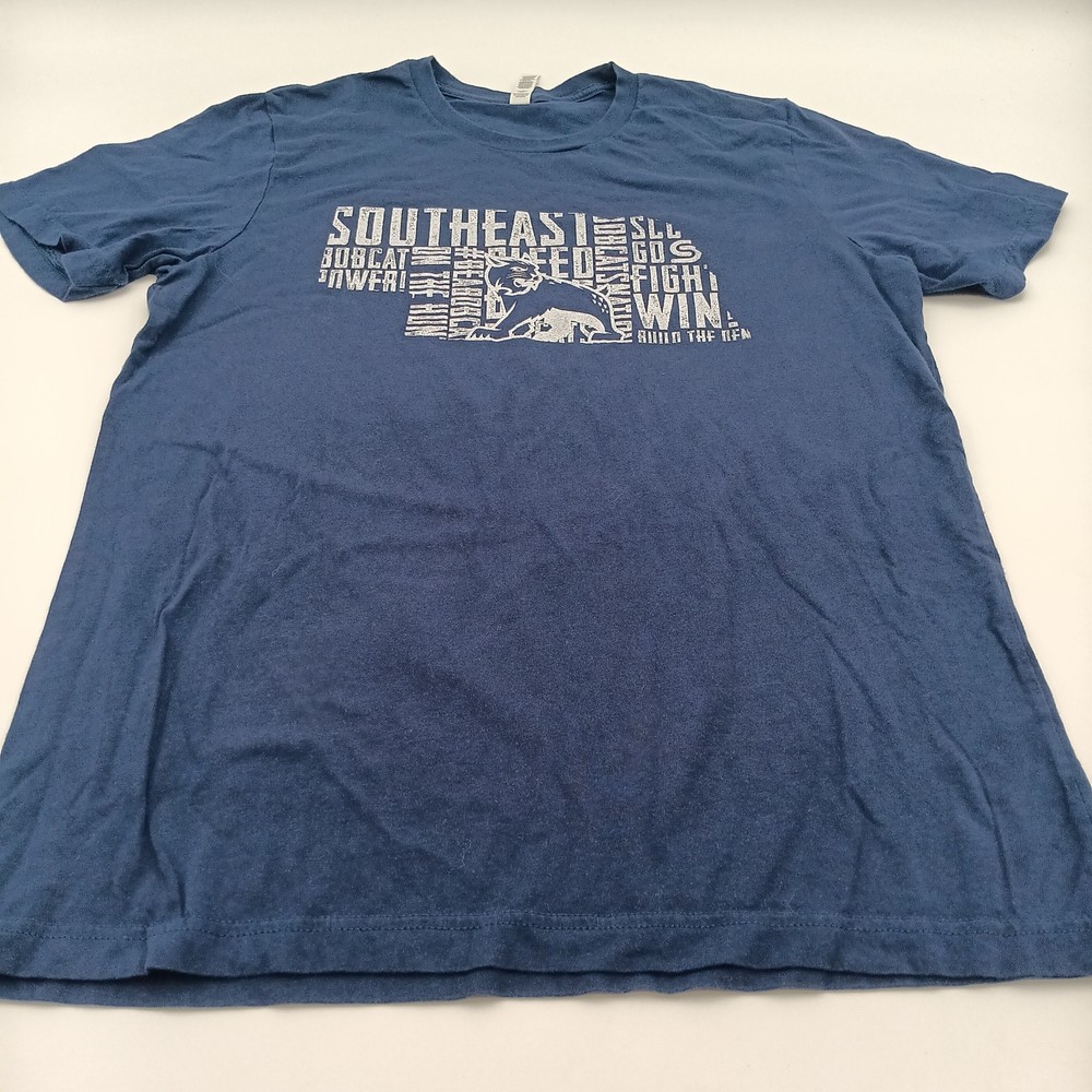 Bella + Canvas T Shirt Mens Large Blue Southeast Bobcat Power Nebraska Tee