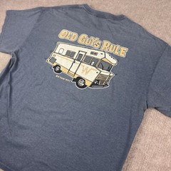 OLD GUYS RULE Shirt RV There Yet? Winnebago Fun Dad Distressed Travel Mens XL