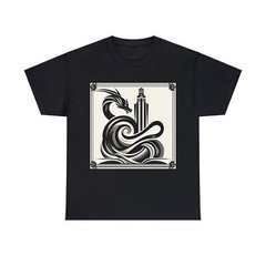 Unisex Adult T Shirt Designer Elegant Art Deco Black Dragon Tower Classy Bold