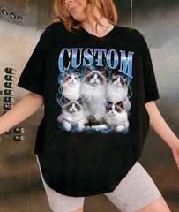 Custom Pet Shirt Vintage Bootleg Rap Tee Personalized Dog Photo T-Shirt