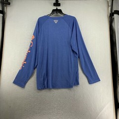 Columbia Mens Heather Crew Neck Straight Hem Long Sleeve Purple T Shirt Size L