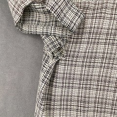 L’Homme Shirt Men XL White Black Plaid Pleated Side Slit Button Up Everyday Wear