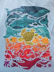 Mens Racerback Tank Tops Blue Orange Sea Life Turtles, Big Tall, sz 2XL