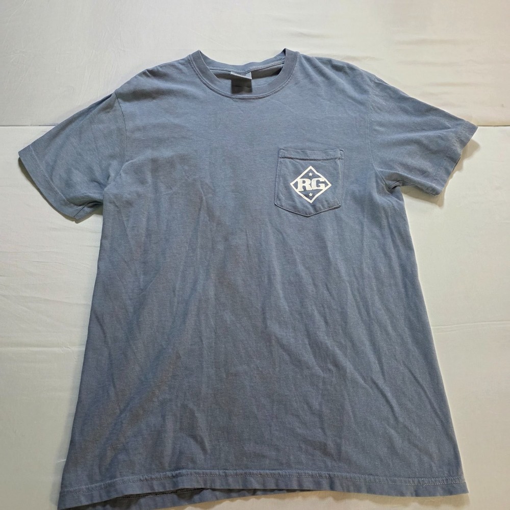 Riley Green Different Round Here Tour Shirt Men M Blue Comfort Colors Pocket Tee