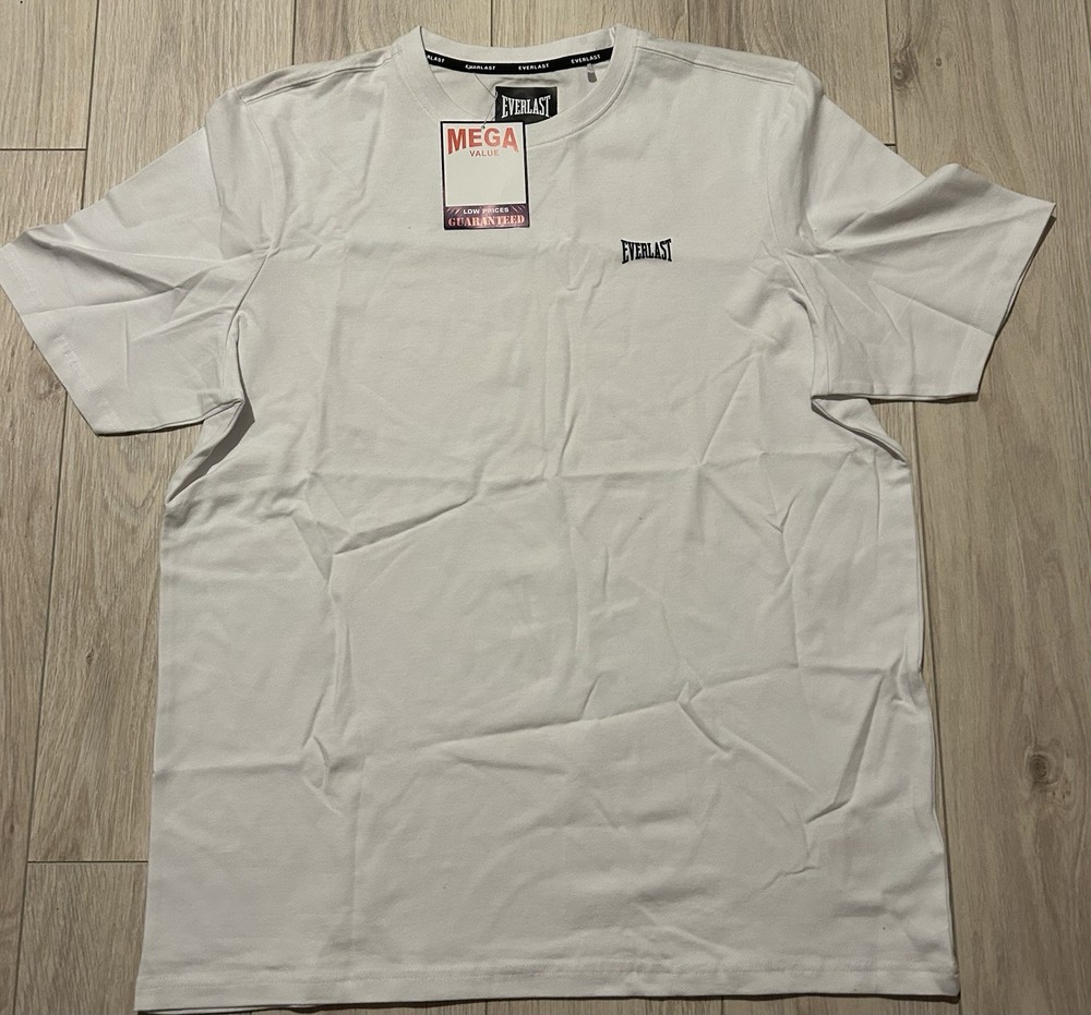 Everlast White T Shirt Adult Athletic Fit Workout