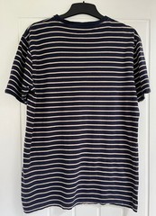 Luke Sport Men’s Navy Beige Striped T-Shirt Large Crew Neck Cotton Modal