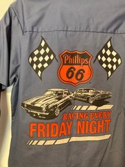 NWT Phillips 66 Shirt Long Sleeve Button Up Mechanic Friday Night Racing Blue S