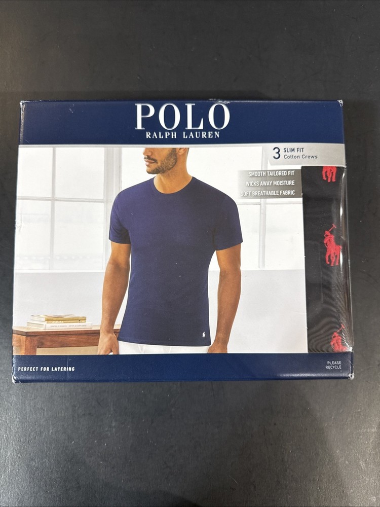 Polo Ralph Lauren Men’s 3-Pack Slim Fit Cotton Crewneck T-Shirts Size L