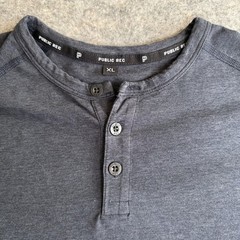 Public Rec Shirt Mens XL Blue Long Sleeve Henley Pima Cotton TENCEL Stretch