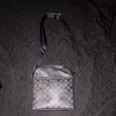 Coach Black Logo Crossbody Bag Adjustable Strap Zipper Designer Women