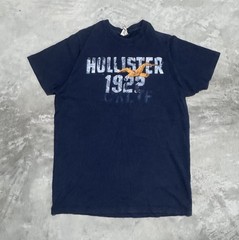 Hollister 1922 Seagull Spell Out T-Shirt Navy Blue Distressed Mens XL Y2K