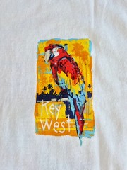 NEW Crazy Shirts Painted Parrot Key West Long Sleeve T-Shirt White Cotton Mens S