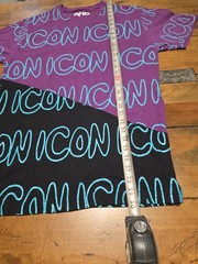 AHD Icon Shirt Mens Colorblock Purple Black Neon Slanted Asymmetrical Print Tee