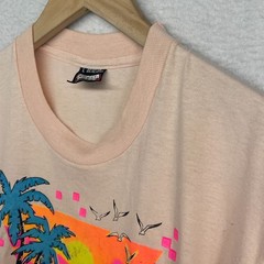 KEY WEST Shirt Adult L Florida Beach 80s Single Stitch Cotton Blend Pink USA VTG