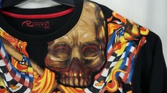Request Men’s Black 3XL Half Evil x 999 Death Race Skull & Flames