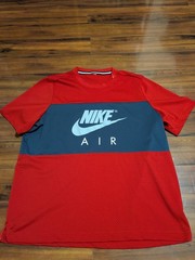 Vintage Nike Air Mesh Colorblock Jersey T Shirt Red Blue Mens XL