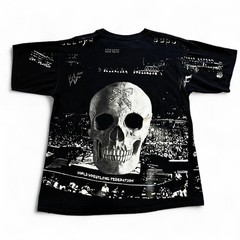 Vtg Stone Cold 1999 AOP Skeleton Shirt Mens L Black 90s WWF Wrestling Tee WWE