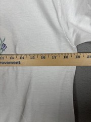 Jerzees Shirt Mens Medium White Hummingbird Floral Embroidered Tee T-Shirt
