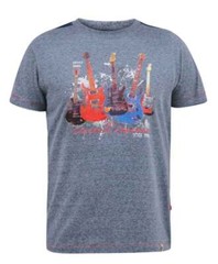 D555 Duke Big Mens Electric Legends Guitar Printed T-Shirt Blue 2XL-6XL (601320)