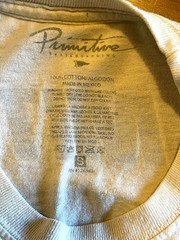 PRIMITIVE Skateboarding Graphic T-Shirt Ivory Mens S Short Sleeve Crew Neck