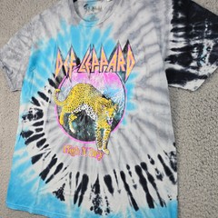 DEF LEPPARD SHIRT Mens LARGE BLUE PINK TIE DYE CONCERT MUSIC ROCK METAL NWT