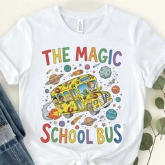 Vintage 90s Science Teacher Bus Shirt Space Planets Galaxy Retro School Bus Tee