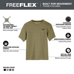 Milwaukee Men’s X-Large Green Cotton/Polyester Short-Sleeve Hybrid Work T-Shirt