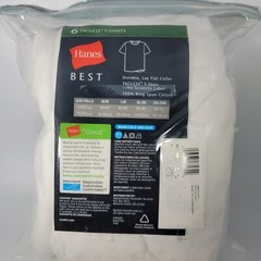 Hanes Best Tagless T-Shirt Lay-Flat Collar Tagless Cotton White 6 Count Size XL