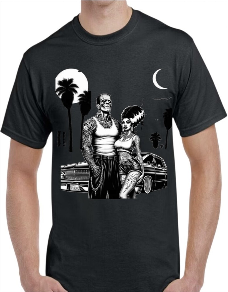 Mr and Mrs Frankenstein Cruizen Black Men’s T-Shirt Small To 3X-Large