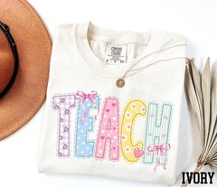 Teach Shirt Faux Lace Floral Teacher Appreciation Kindergarten Teacher Tee