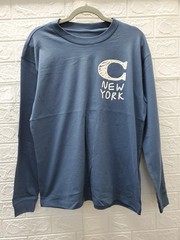 NEW Coach Men New York Long Sleeve TShirt Dark Denim Organic Cotton Sz XSmall US