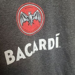 Bacardi Shirt Mens Large Gray Cotton Poly Blend Bat 2014 Tee Halloween Spooky