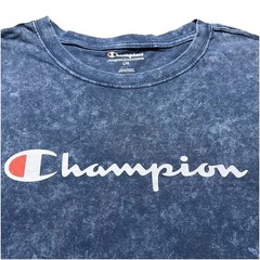 Champion Script Logo T Shirt Mens L Blue Mineral Wash Heritage