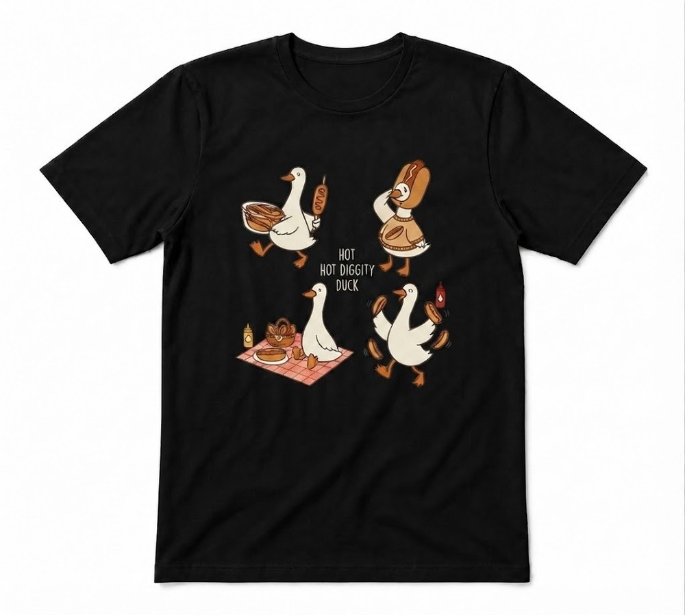 Funny Goose Cute Summer BBQ Picnic Cookout Unisex Black T-shirt