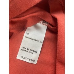 Dockers Mens Long Sleeve Crew Neck T Shirt Coral Organic Cotton XL New