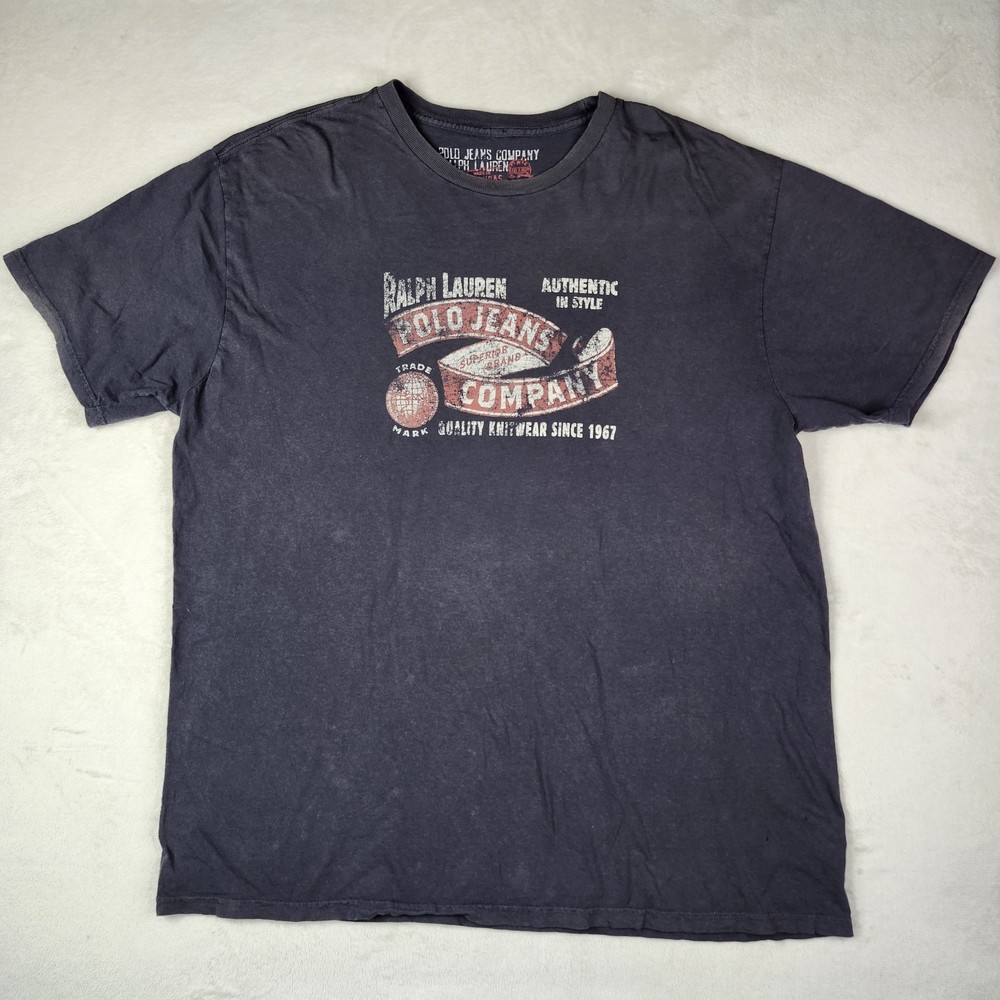 Polo Jean Company Ralph Lauren 1967 Trademark T Shirt Mens Size XL Navy