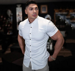Camisa Elegante De Manga Corta Para Hombres Moda Botones Verano Negocios Casual