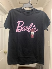 Barbie Men’s Logo Graphic Tee With Short Sleeves Black Size -S(34-36)