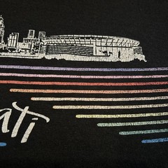 Vintage Cincinnati Riverfront Stadium Black Velva Sheen T-Shirt Size XL 80s 90s