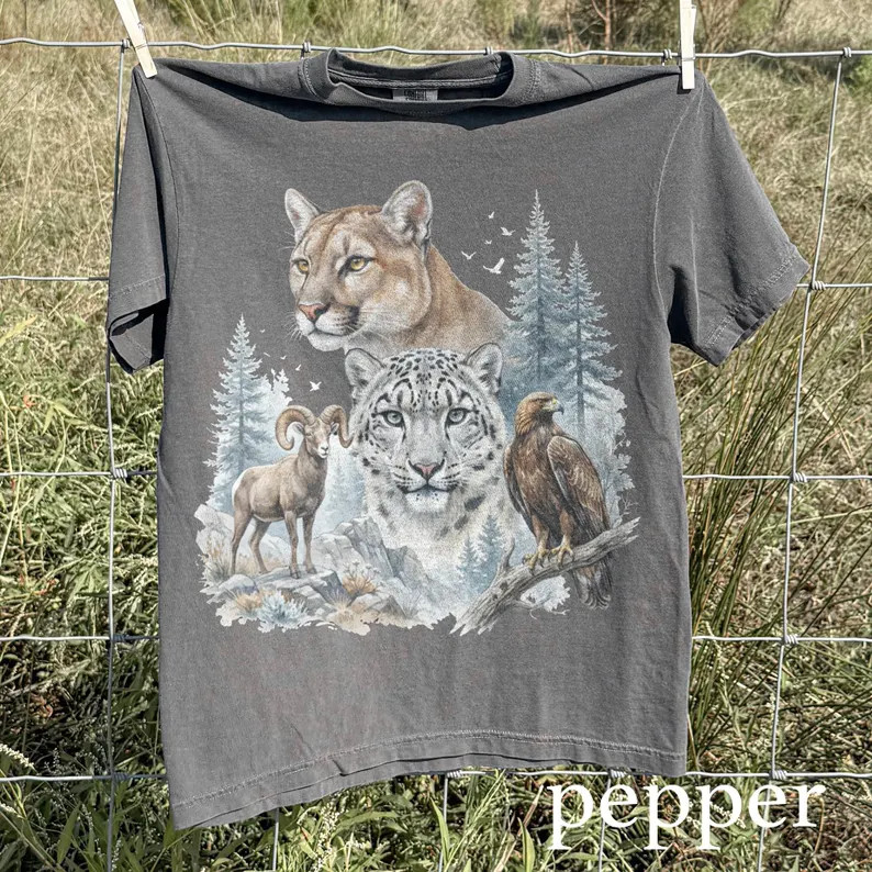 Cougar Mountain Wildlife Graphic Comfort Tee Shirt Nature Animal