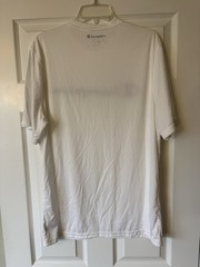 CHAMPION DOUBLE DRY SHORT SLEEVE T-SHIRT – SCREENED SCRIPT LOGO – WHITE – LARGE