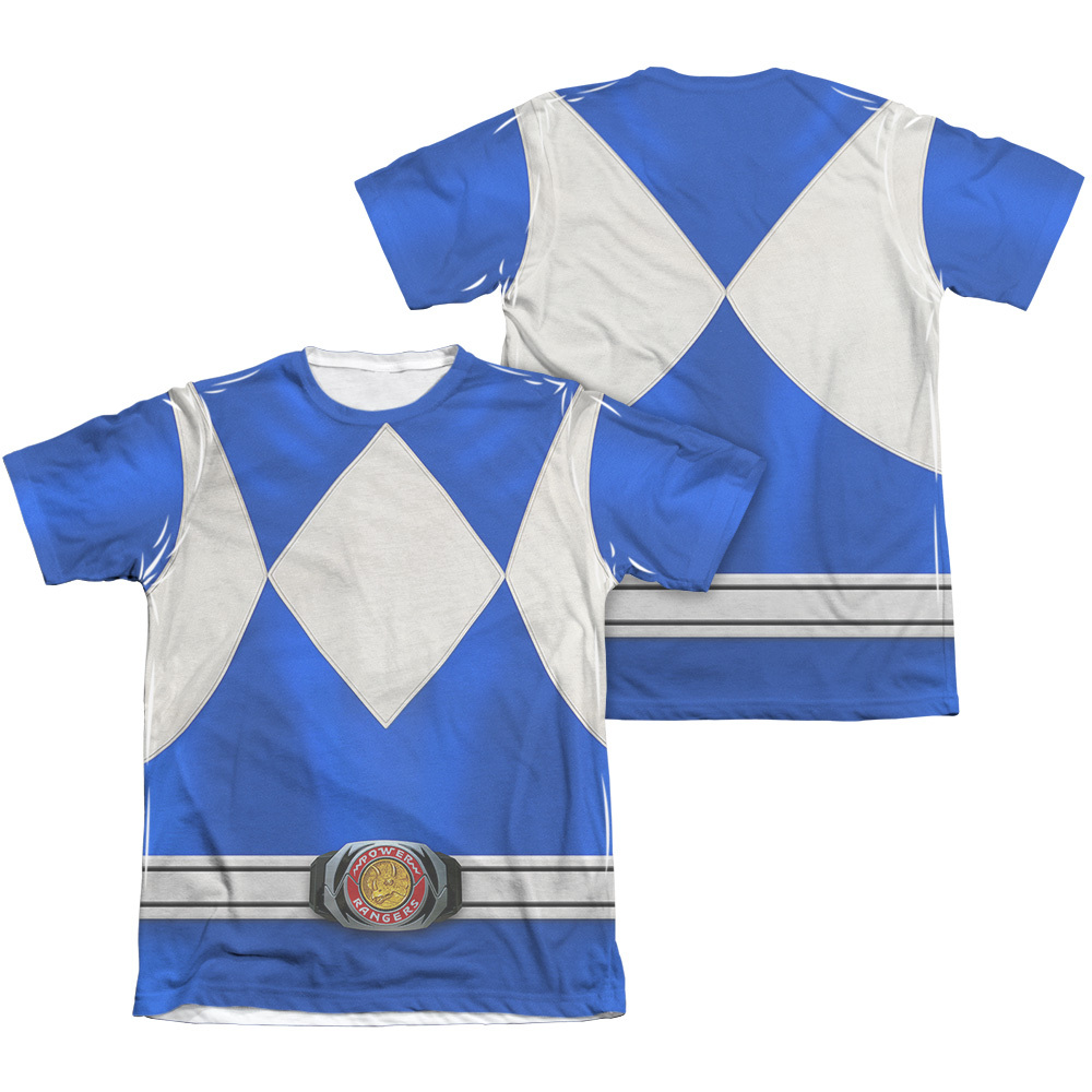 POWER RANGERS BLUE RANGER COSTUME Halloween Men’s Graphic Tee Shirt SM-2XL F/B
