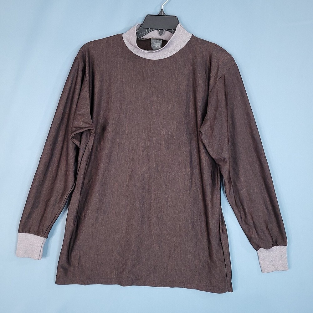 Ace Sportswear Men’s Pullover Long Sleeve Shirt Brown Actual Size L