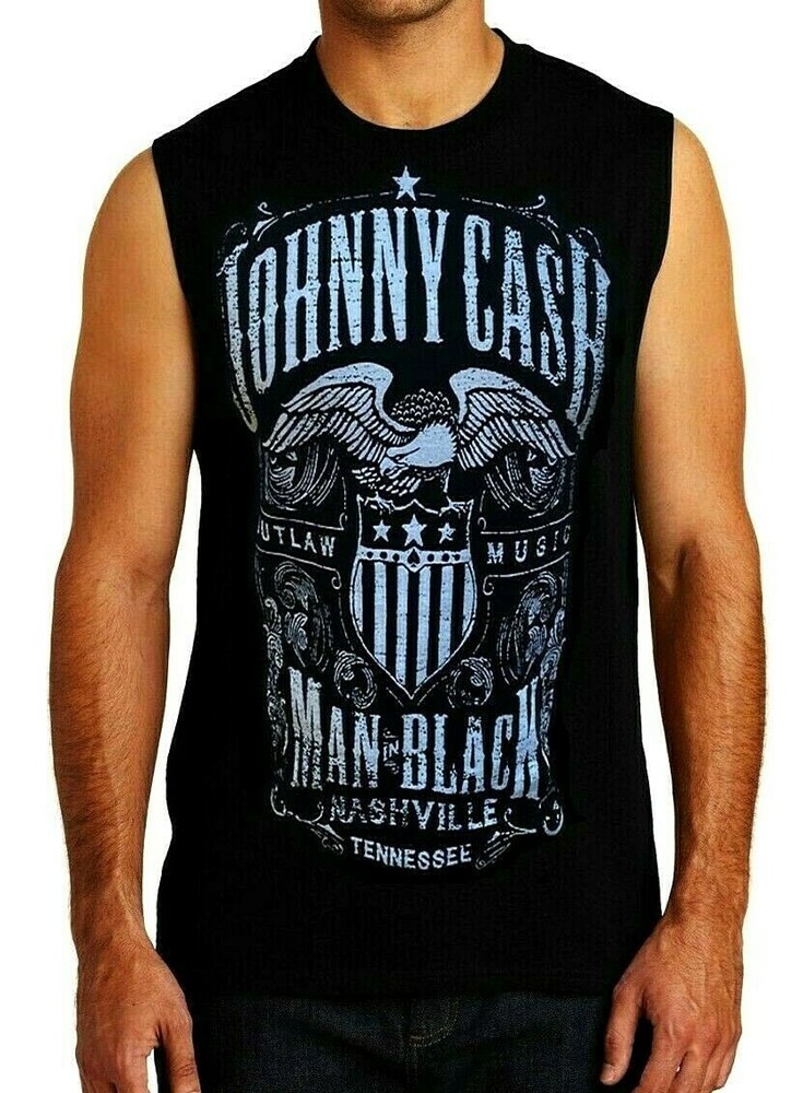 JOHNNY CASH NASHVILLE ROCK Band Black Muscle Shirt