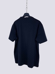 Louis Vuitton LV Embroidery Logo Damier Cotton Pique T-Shirt Navy Blue Size L