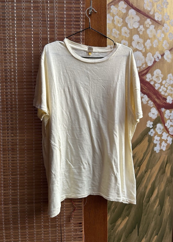 Velva Sheen Rolled Tee In Oatmilk Tube Knit Tubular Loopwheeled Made In USA XL